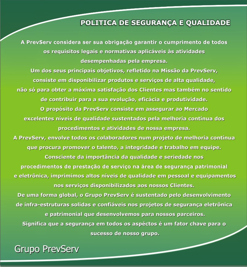 PrevServ - Politica Qualidade